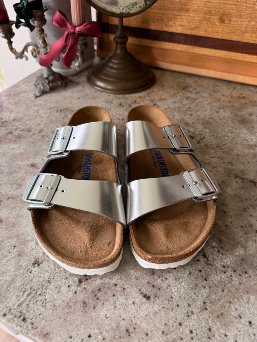 Birkenstock Arizona Metallic Silver Sandals EU 38 / US 7-7.5 (NEW)